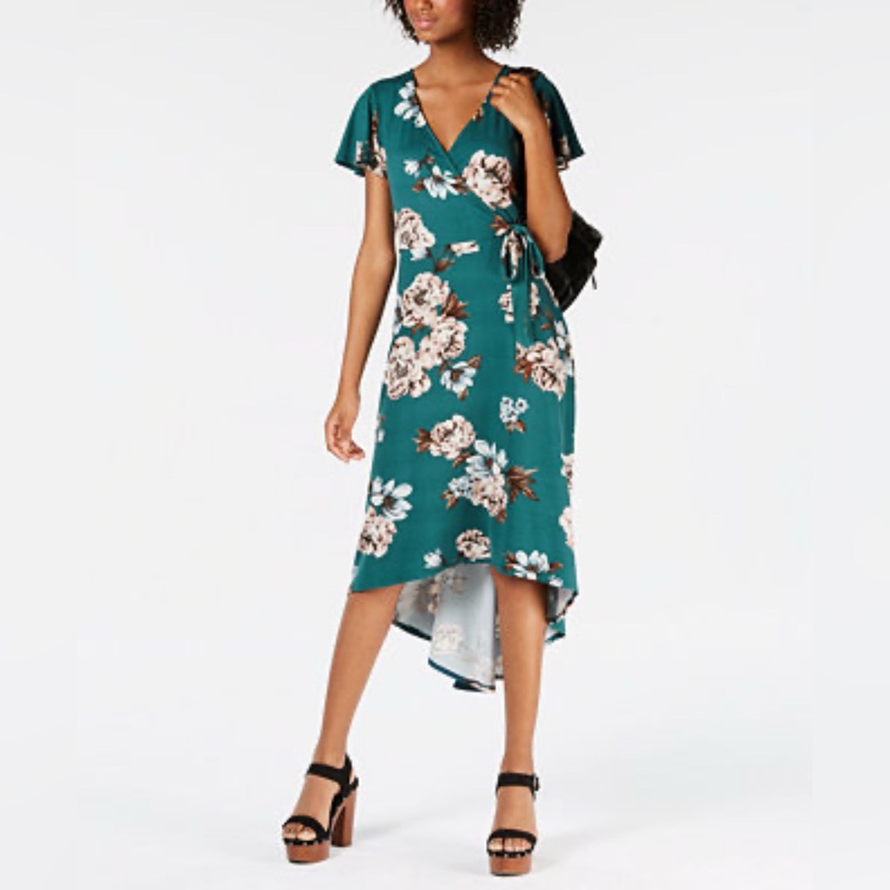 BCX Floral High-Low Wrap Dress